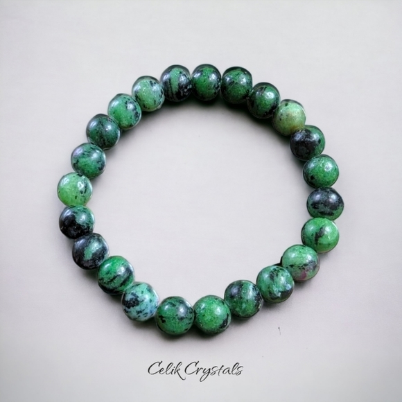 Ruby Zoisite 8mm Healing Bracelet Unisex Stretch Bracelet - Picture 2 of 2